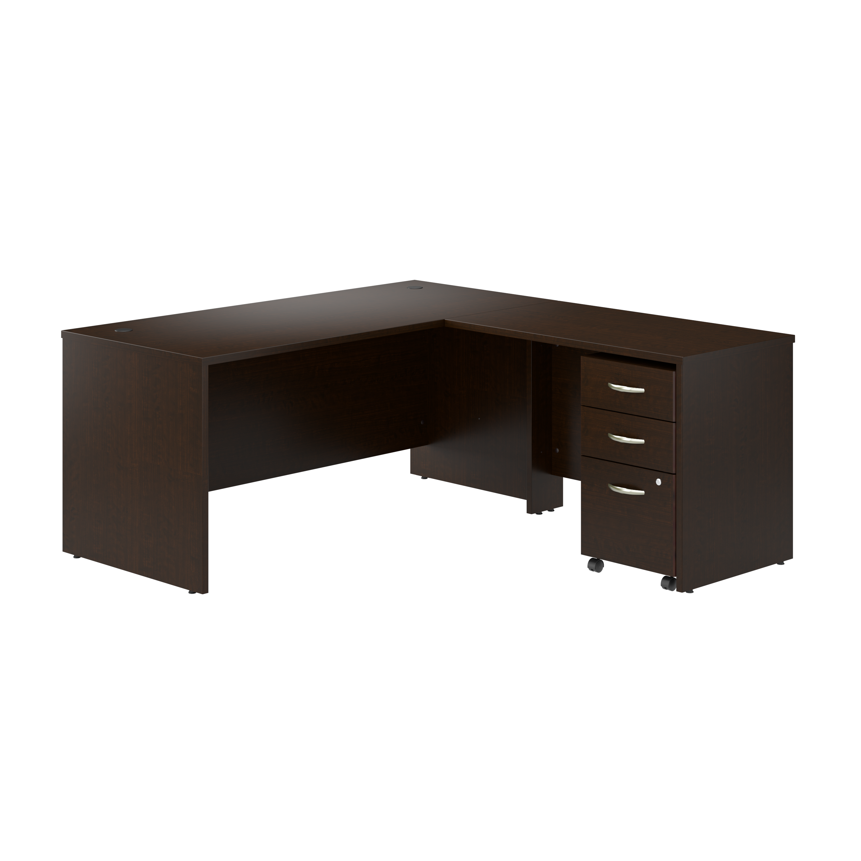 Shop Bush Business Furniture Series C 66W L Shaped Desk with 42W Return and Mobile File Cabinet 02 SRC165MRSU #color_mocha cherry