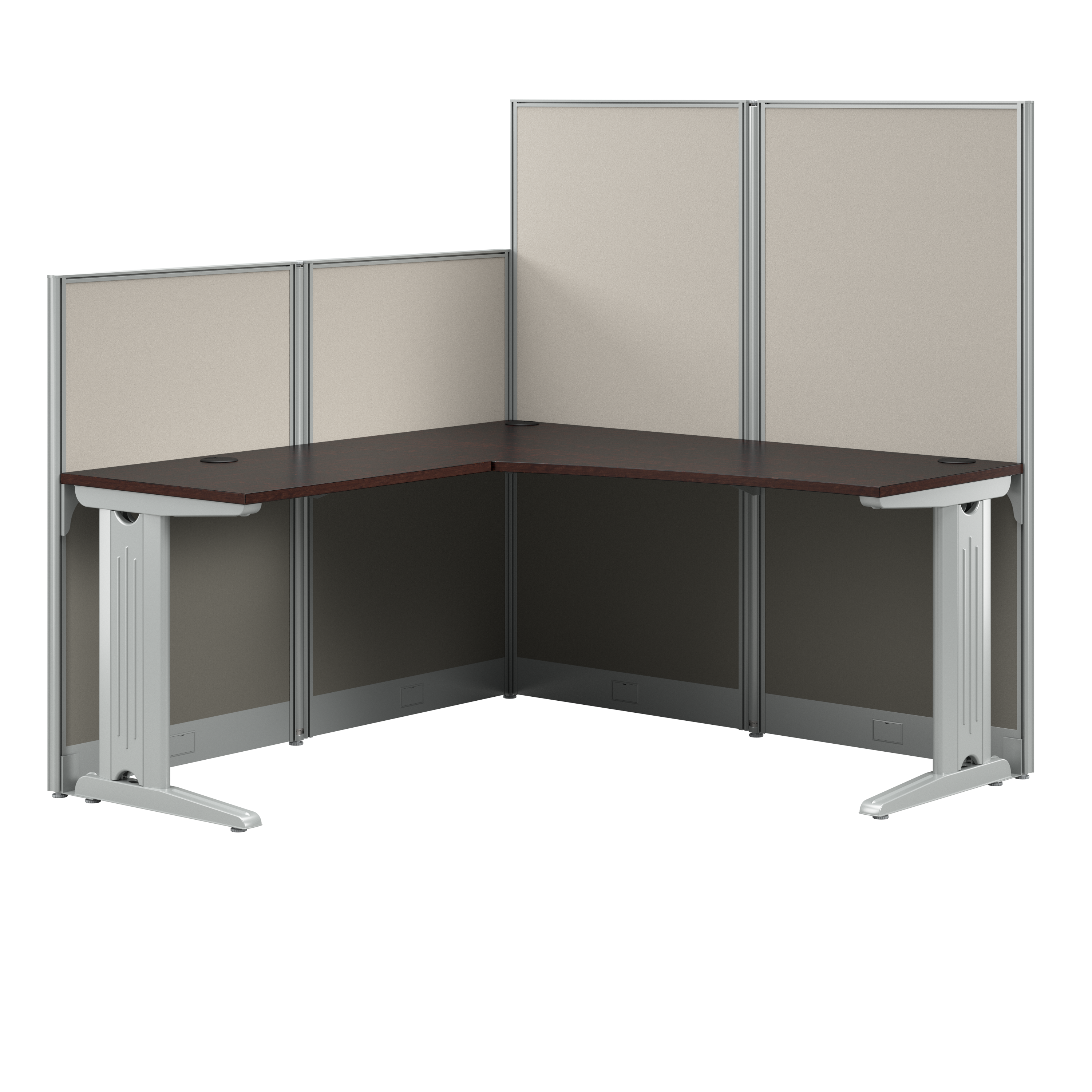 Shop Bush Business Furniture Office in an Hour 65W x 65D L Shaped Cubicle Desk 02 WC36894-03K #color_mocha cherry