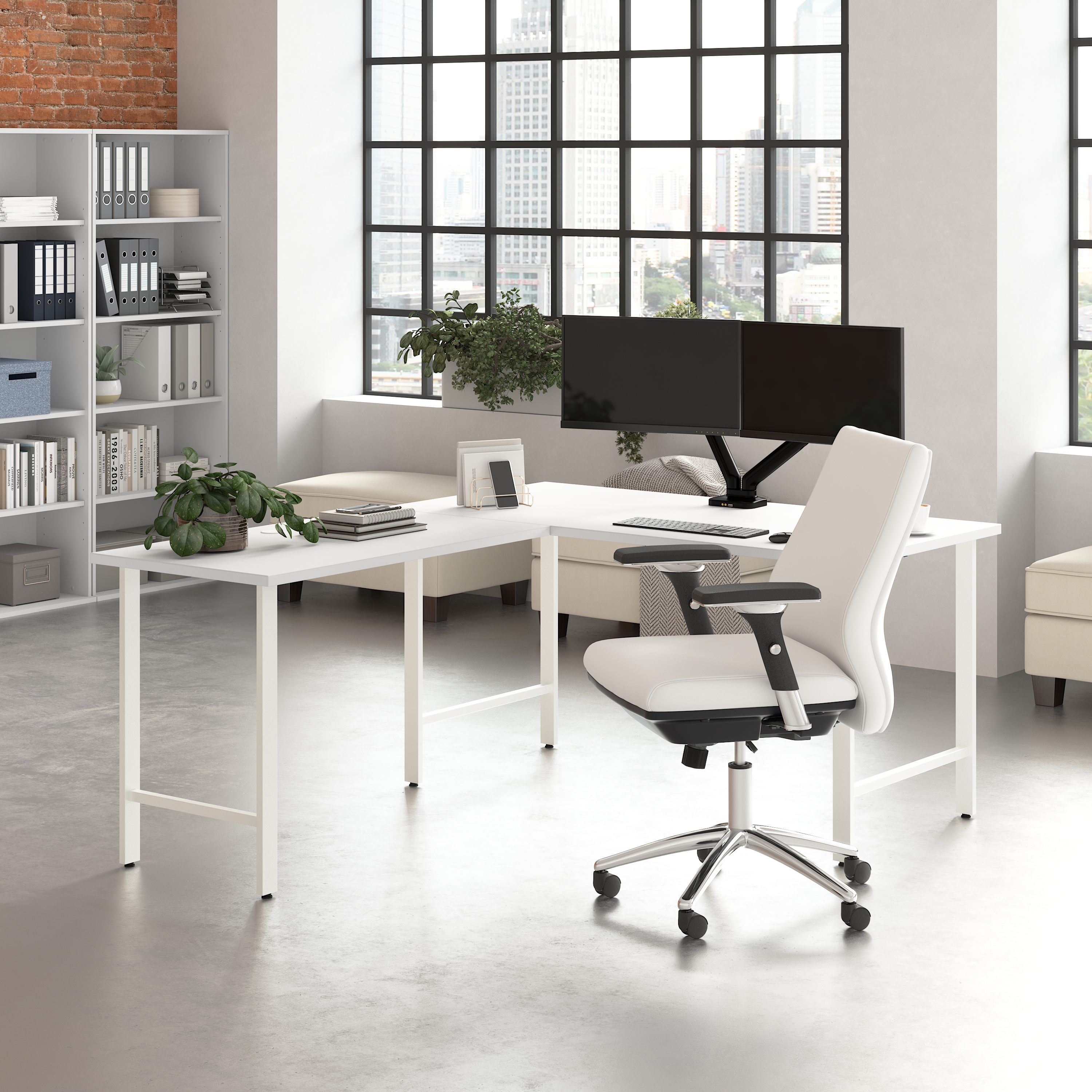 Shop Bush Business Furniture Hustle 42W x 24D Desk Return with Metal Legs 05 HUR142WH #color_white