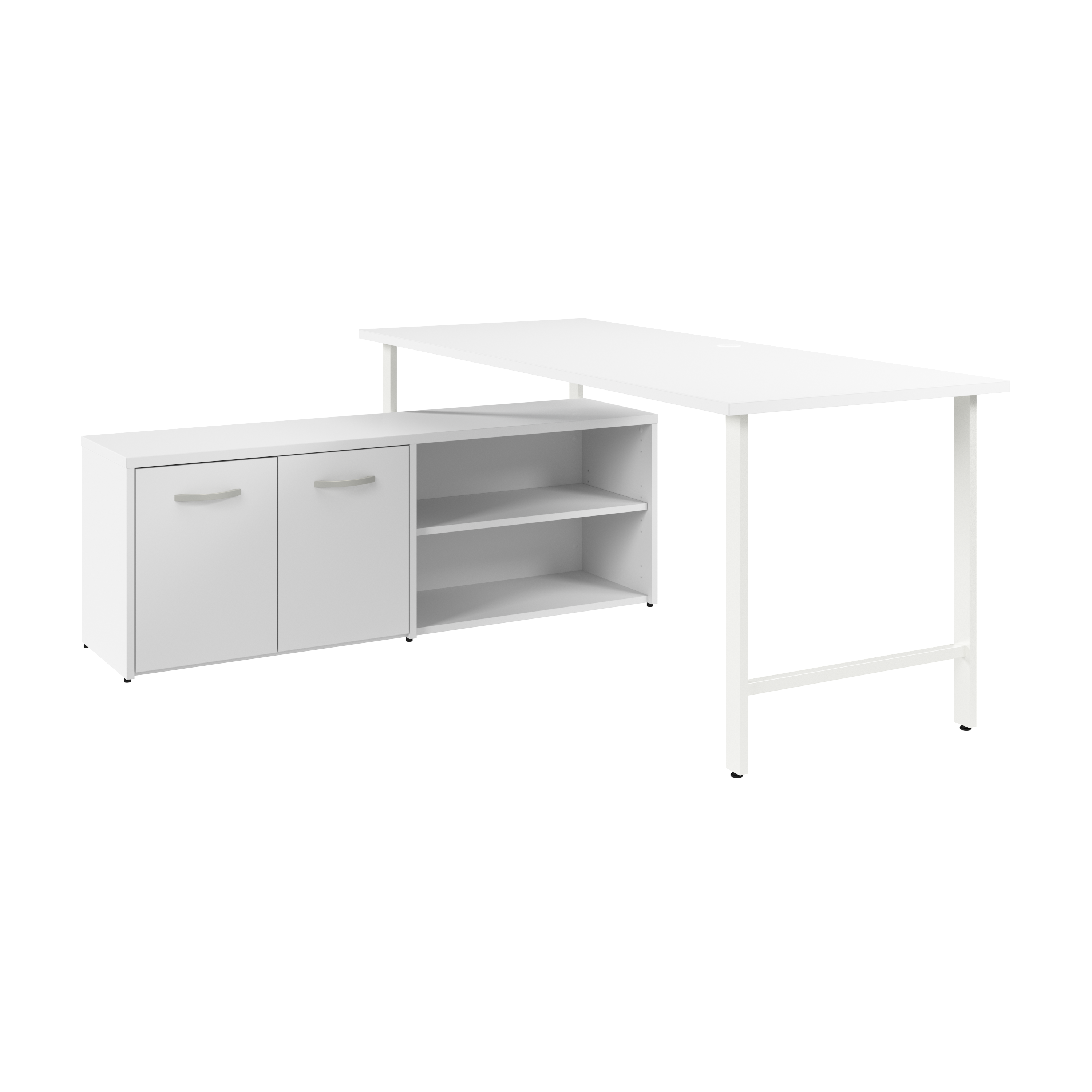 Shop Bush Business Furniture Hustle 72W x 30D Computer Desk and Low Storage Cabinet with Doors and Shelves 02 HUS012WH #color_white