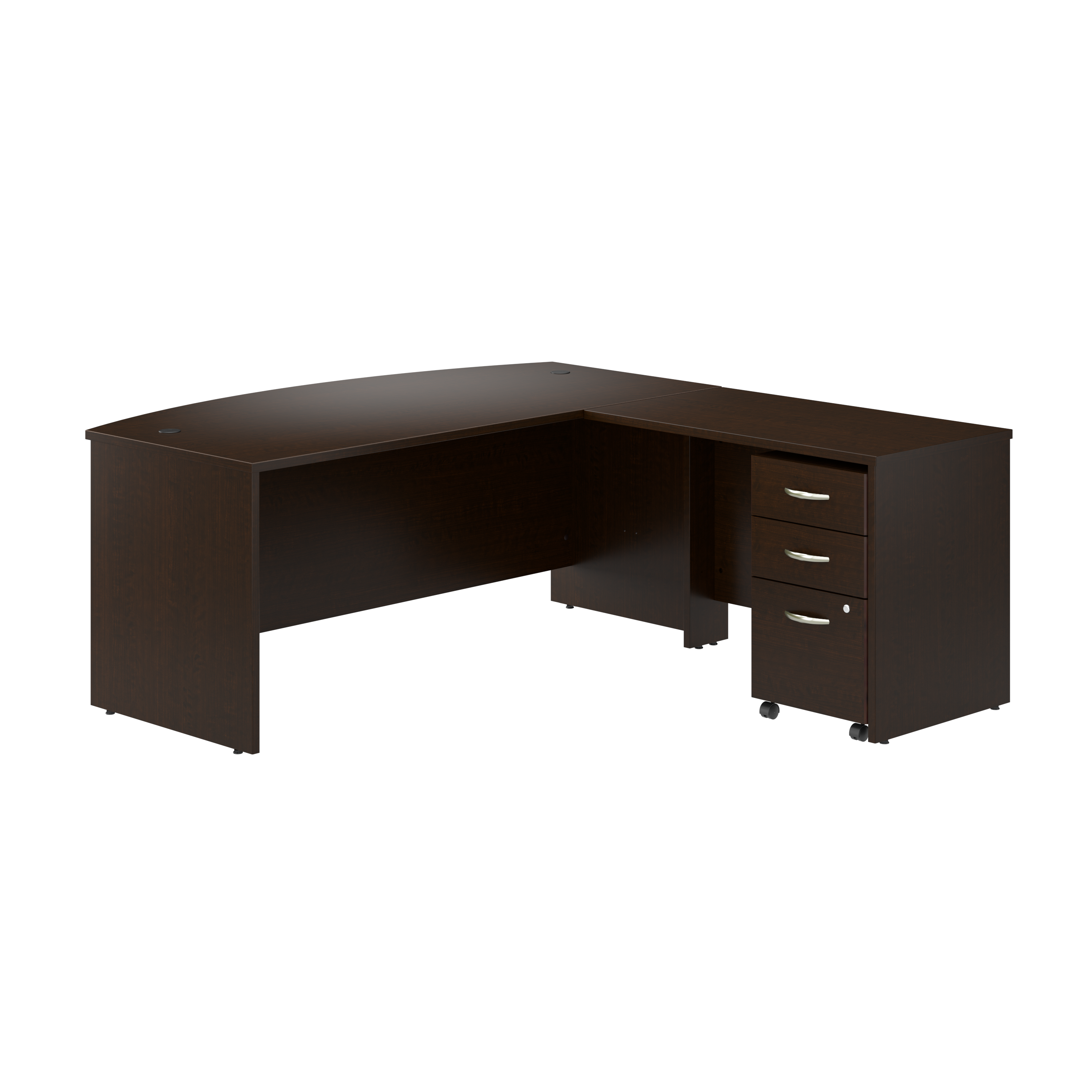 Shop Bush Business Furniture Series C 72W Bow Front L Shaped Desk with 42W Return and Mobile File Cabinet 02 SRC167MRSU #color_mocha cherry