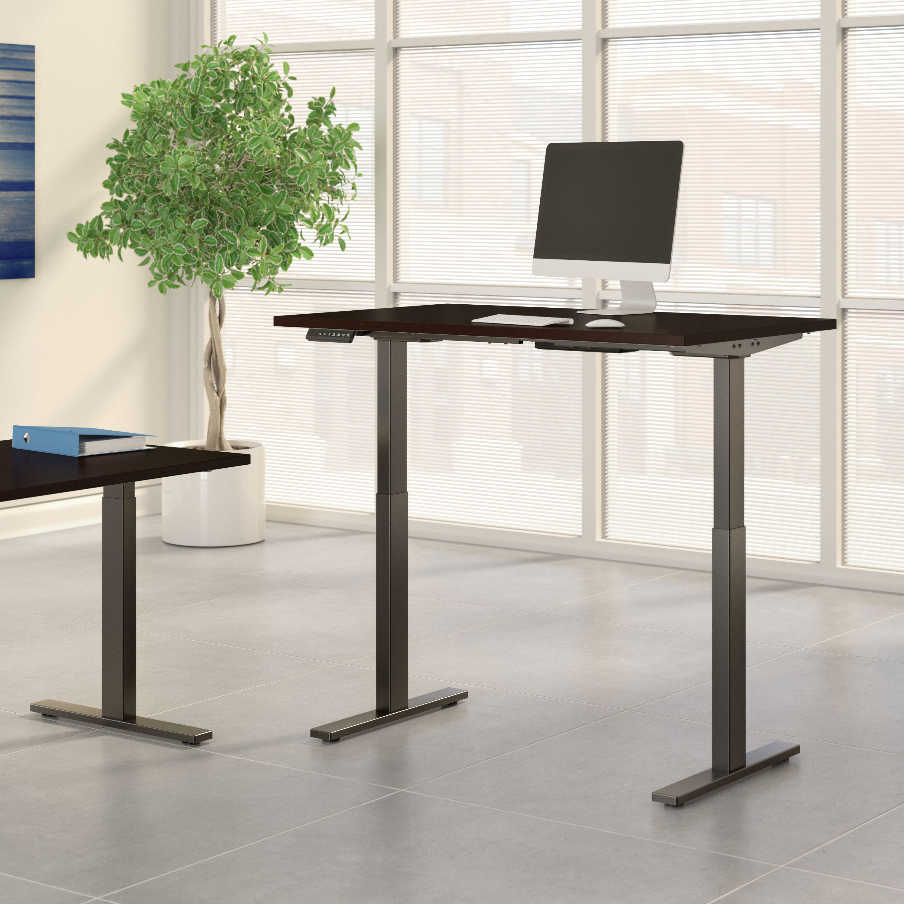 Shop Move 60 Series by Bush Business Furniture 48W x 24D Height Adjustable Standing Desk 01 M6S4824MRBK #color_mocha cherry/black powder coat