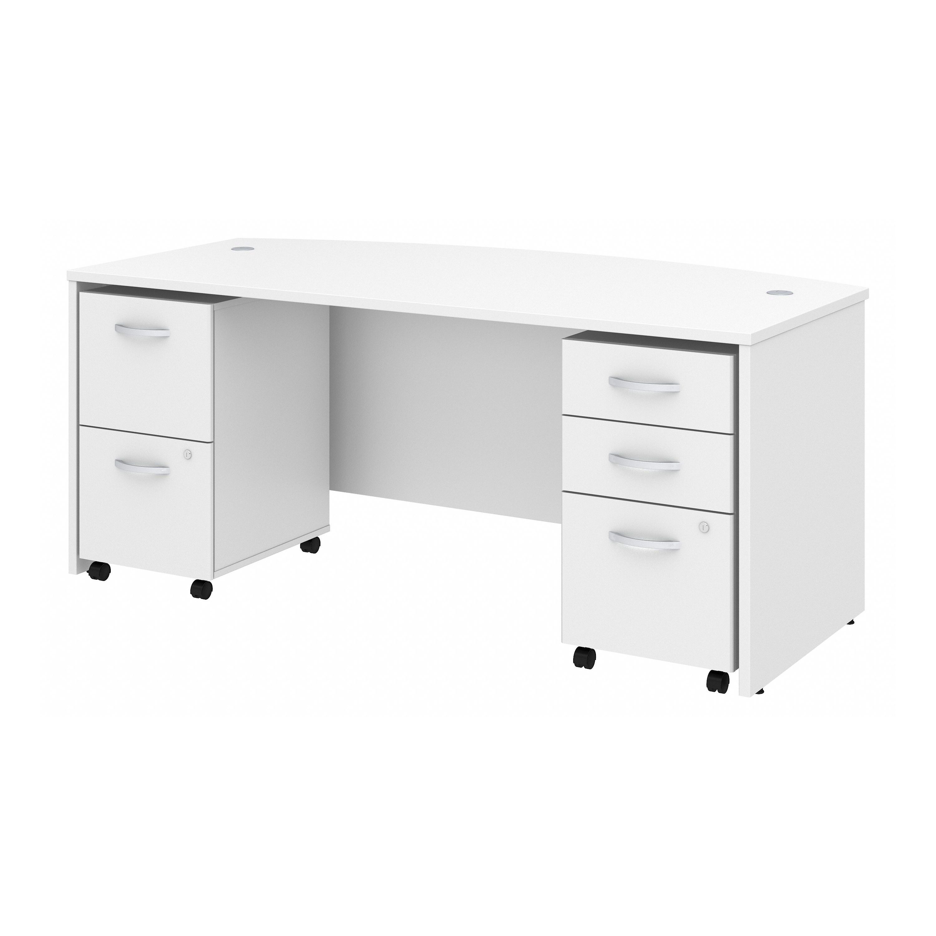 Shop Bush Business Furniture Studio C 72W x 36D Bow Front Desk with Mobile File Cabinets 02 STC012WHSU #color_white