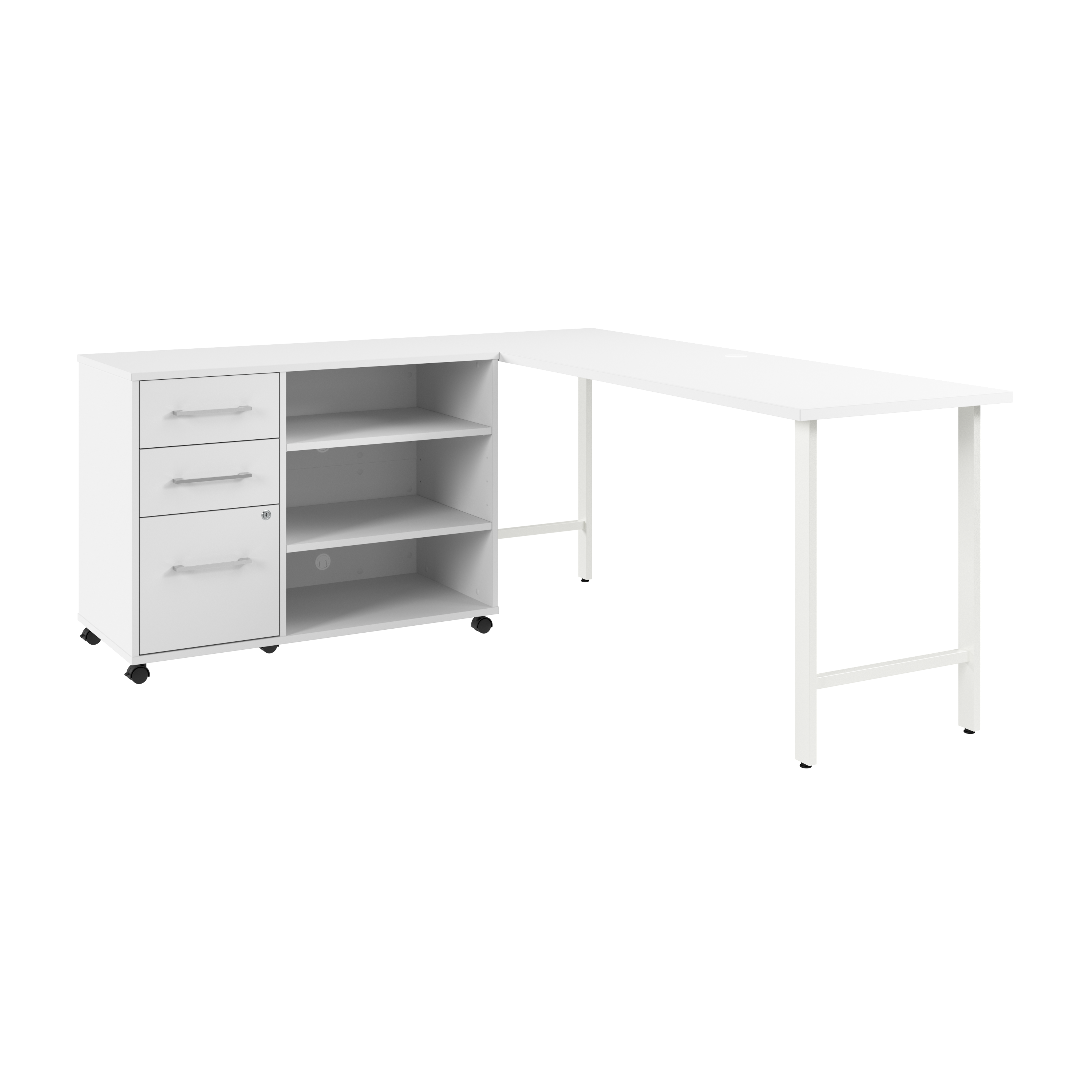 Shop Bush Business Furniture Hustle 72W x 24D Computer Desk and Storage Cabinet with Drawers and Shelves 02 HUS008WH #color_white