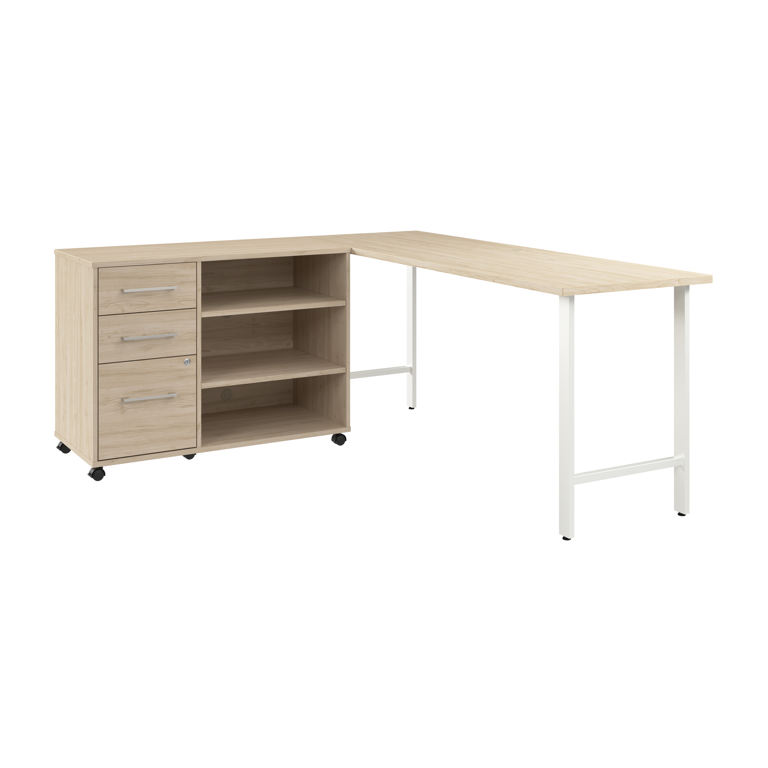 Shop Bush Business Furniture Hustle 72W x 24D Computer Desk and Storage Cabinet with Drawers and Shelves 02 HUS008NE #color_natural elm