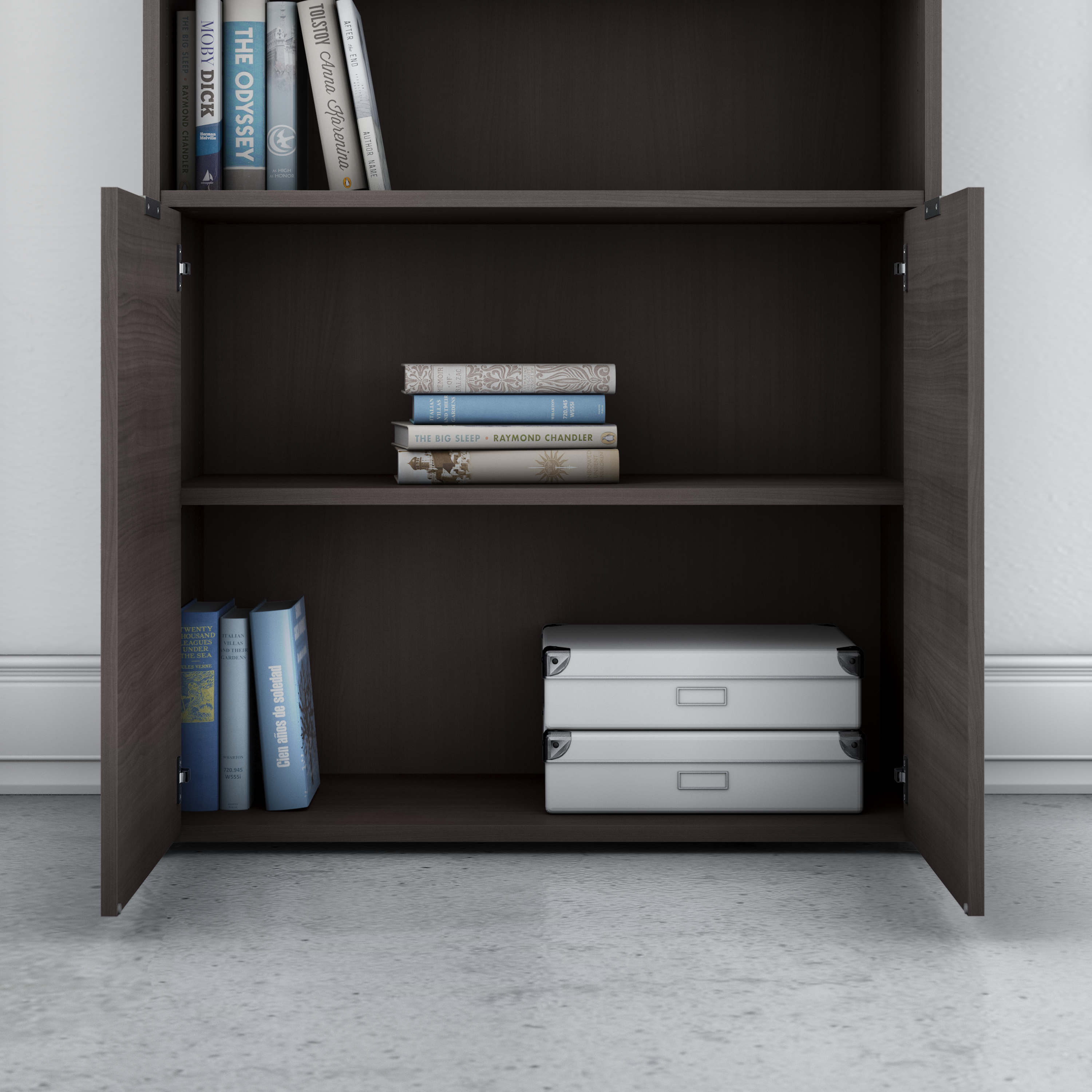 Shop Bush Business Furniture Jamestown 5 Shelf Bookcase with Doors 07 JTB136SG #color_storm gray