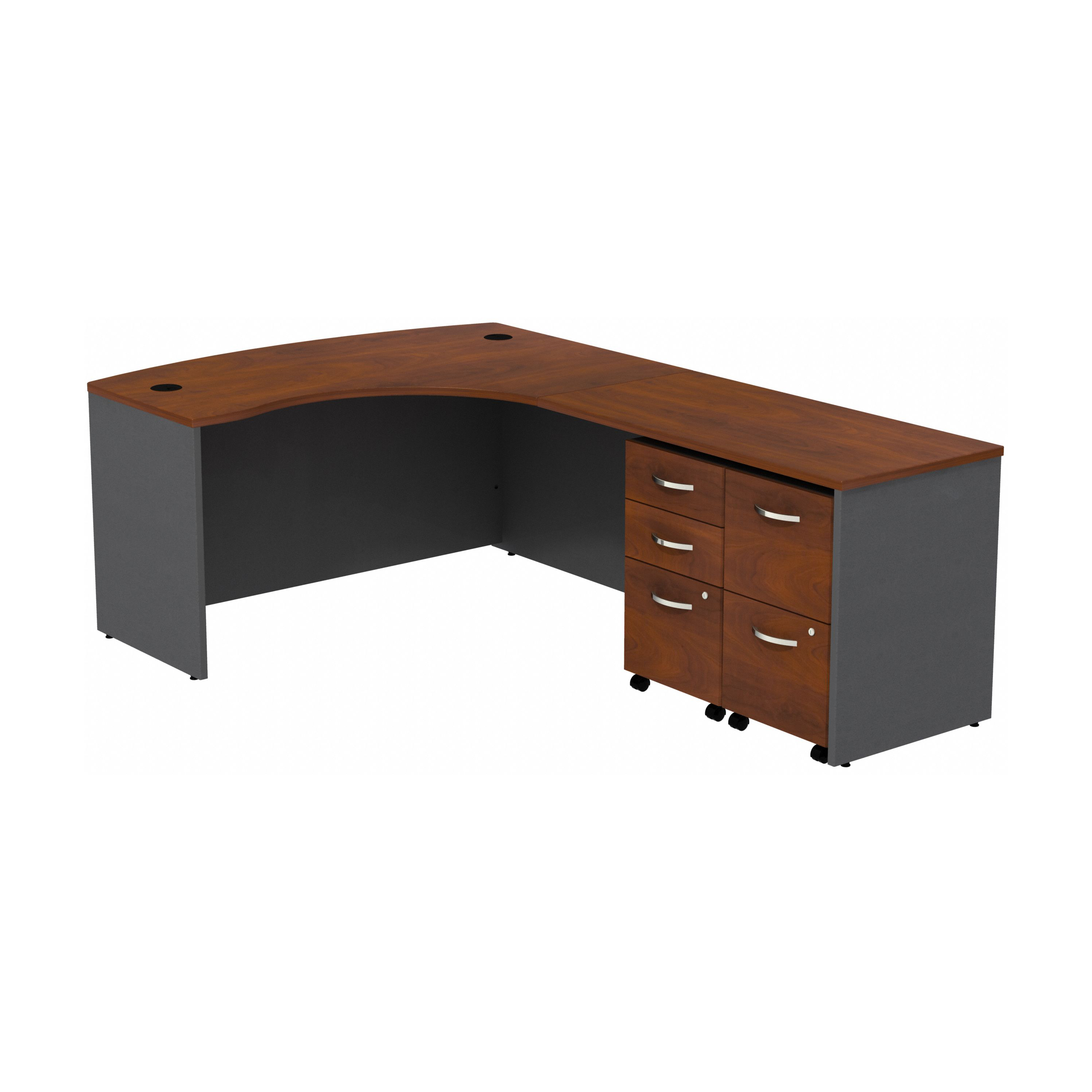 Shop Bush Business Furniture Series C Bow Front Right Handed L Shaped Desk with 2 Mobile Pedestals 02 SRC034HCRSU #color_hansen cherry