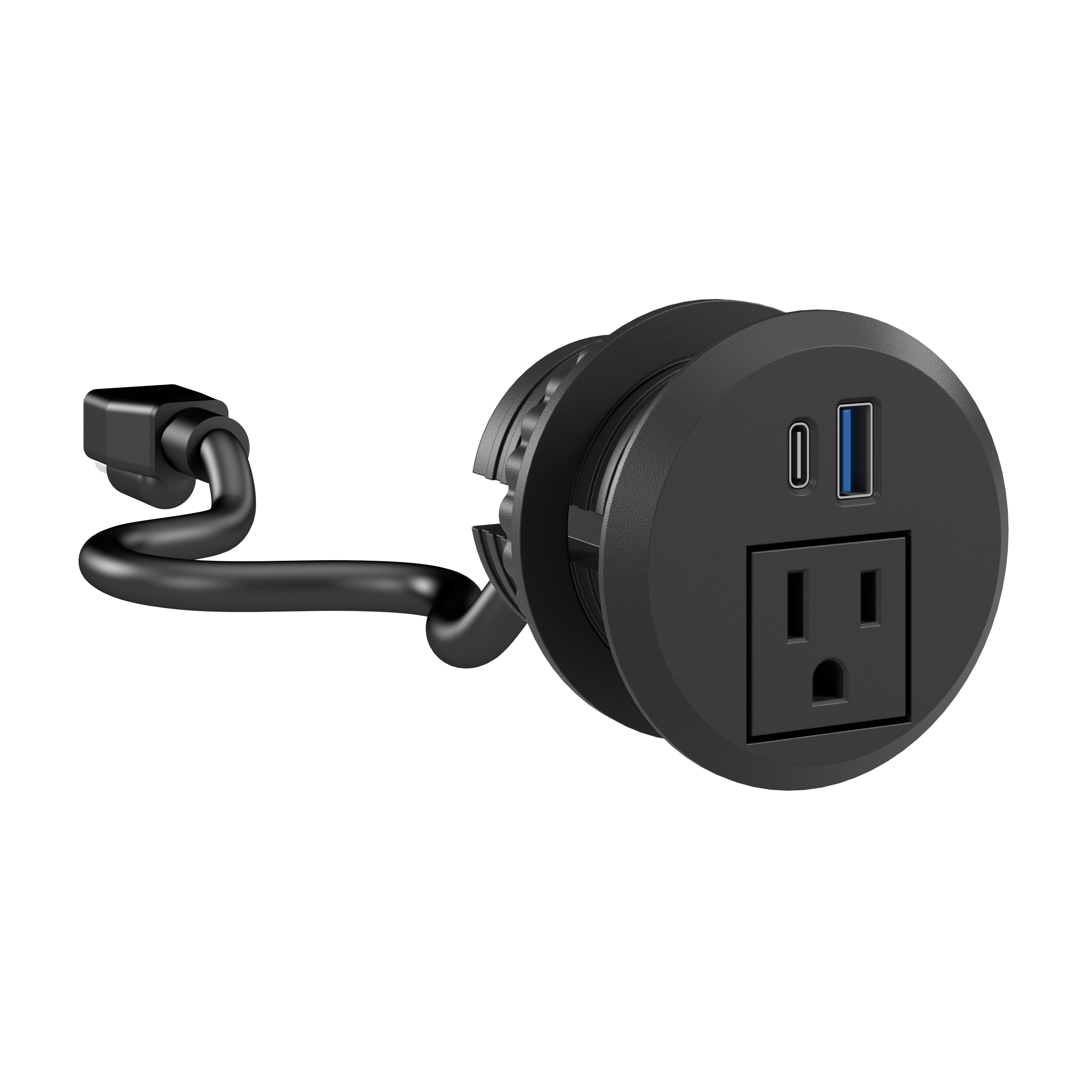 Shop Bush Business Furniture 2-inch Desktop Power Grommet with AC Outlet and USB-A/USB-C Ports 02 AC99898BL-03 #color_black