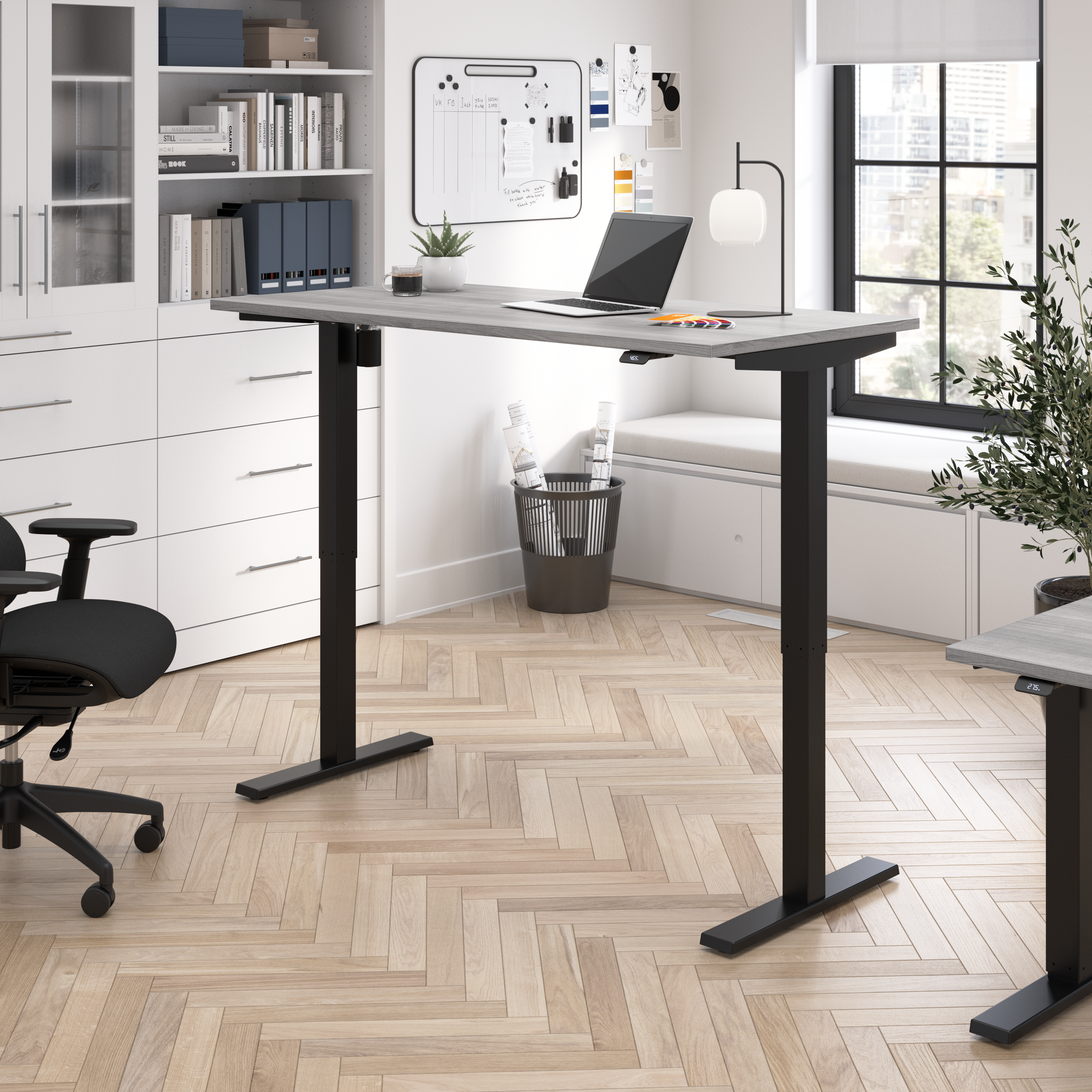 Shop Bush Business Furniture Move 40 Series 60W x 30D Electric Height Adjustable Standing Desk 01 M4S6030PGBK #color_platinum gray/black powder coat