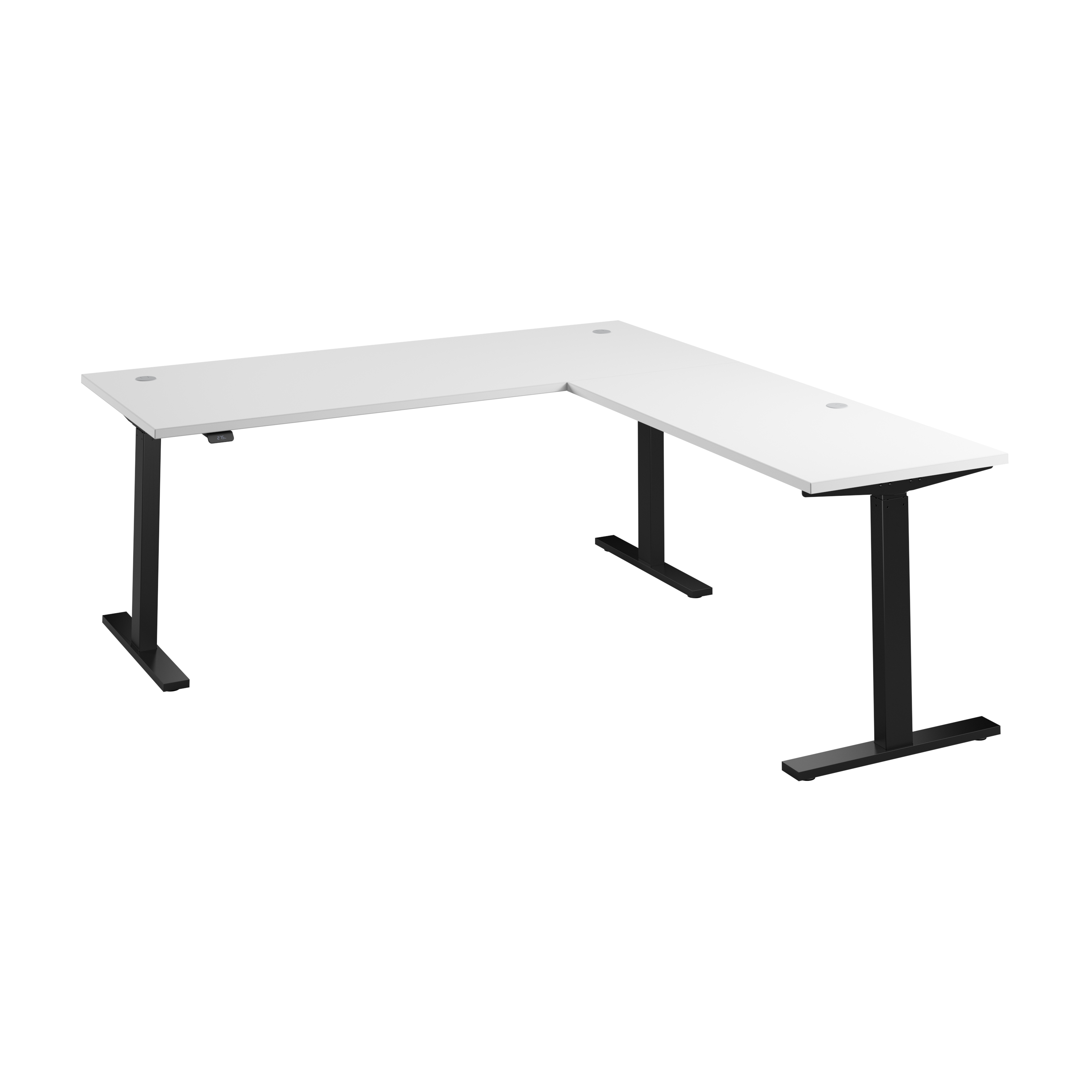 Shop Bush Business Furniture Move 60 Series 72W Height Adjustable L Shaped Standing Desk 02 M6SL7278WHBK #color_white/black powder coat