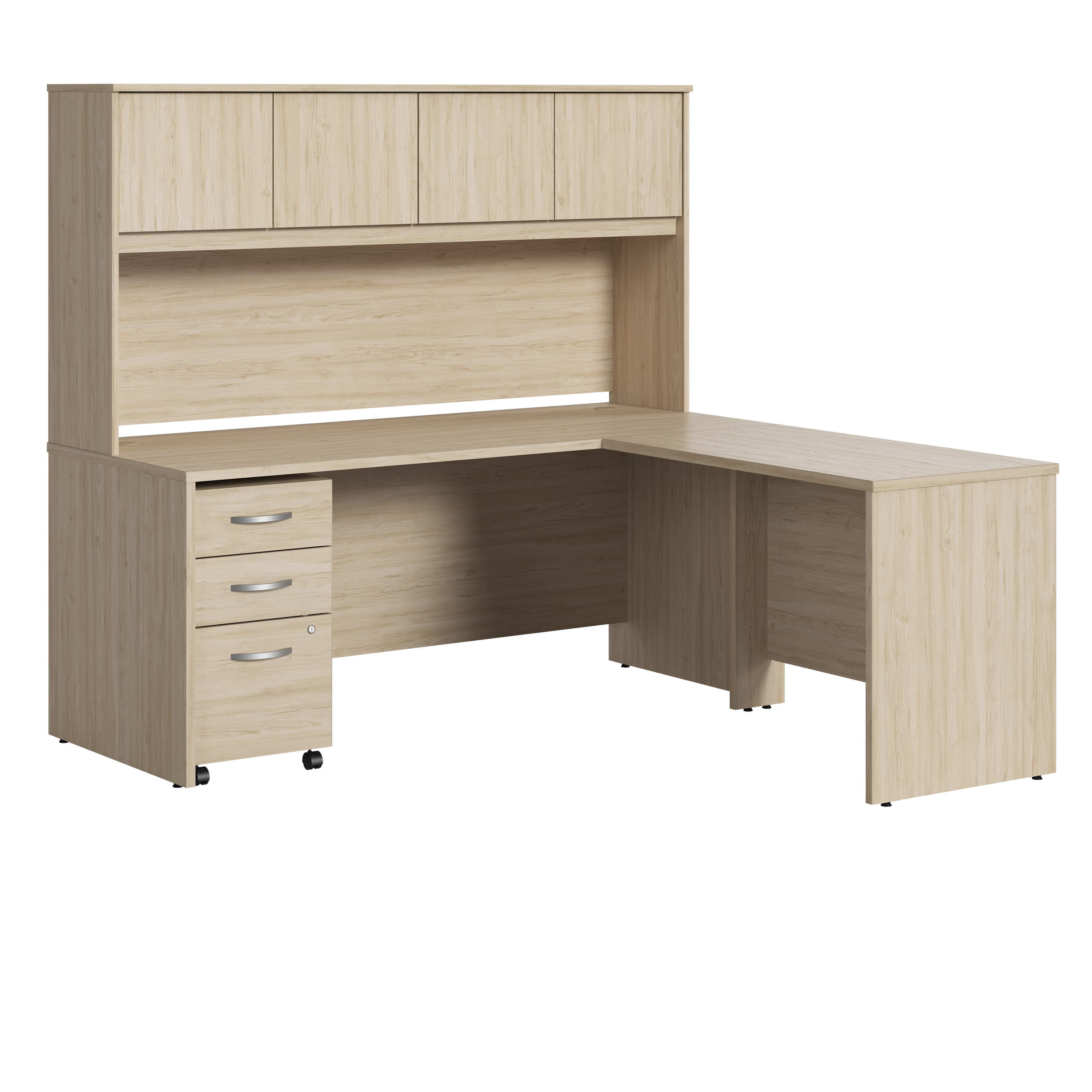 Shop Bush Business Furniture Studio C 72W x 30D L Shaped Desk with Hutch and Mobile File Cabinet 02 STC006NESU #color_natural elm