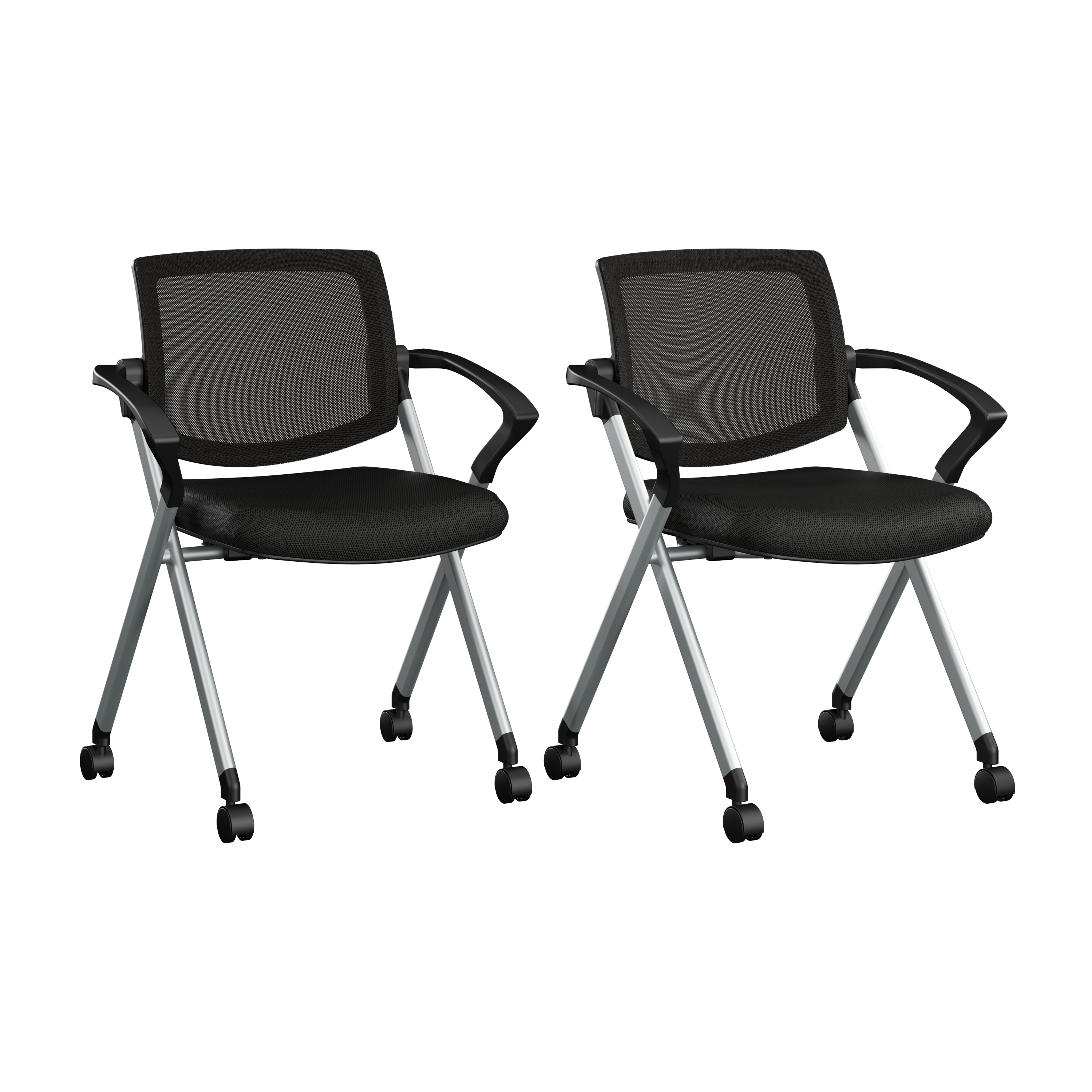 Shop Bush Business Furniture Envision Mesh Back Folding Chairs with Arms - Set of 2 02 CH4001BLF-03 #color_black nylon mesh