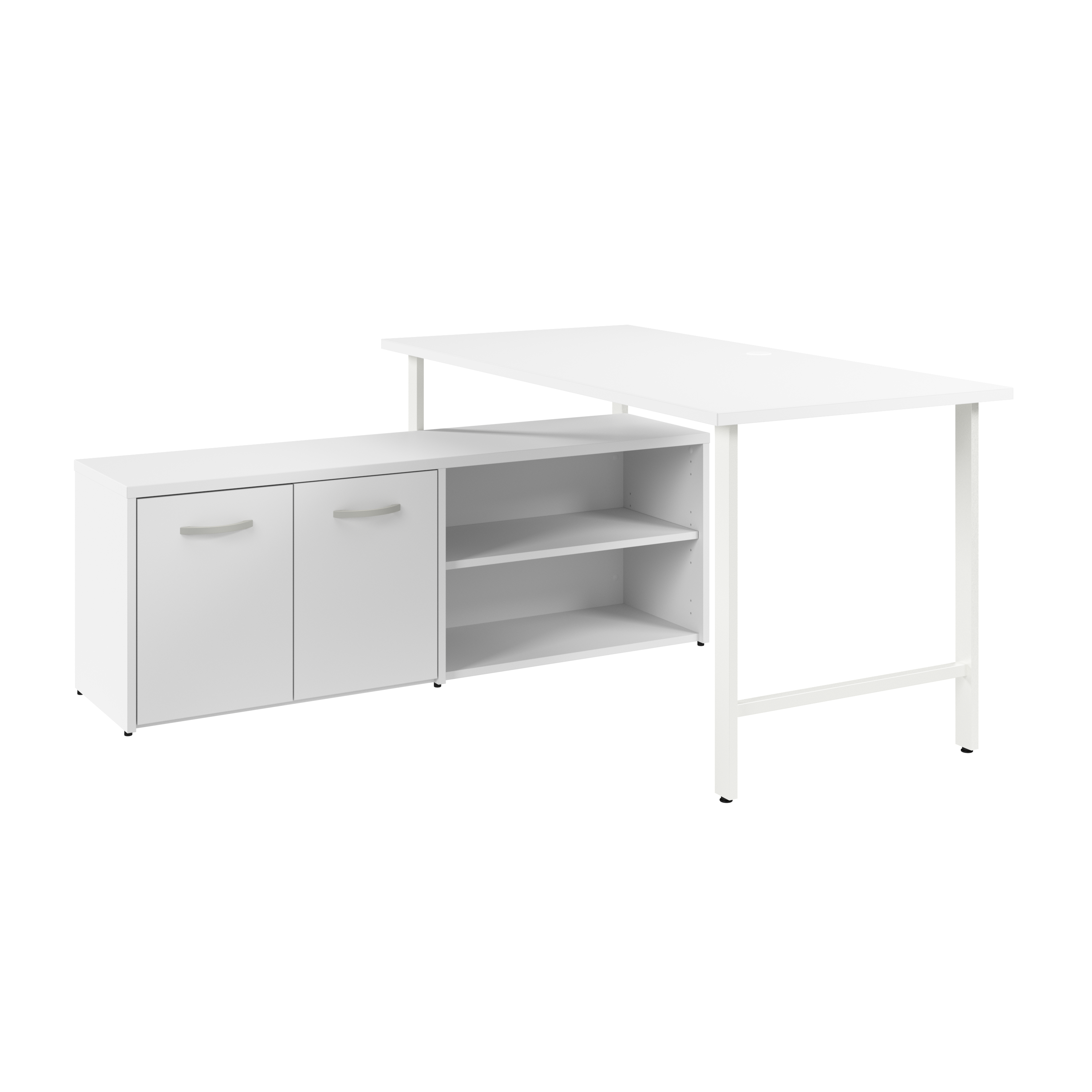 Shop Bush Business Furniture Hustle 60W x 30D Computer Desk and Low Storage Cabinet with Doors and Shelves 02 HUS011WH #color_white