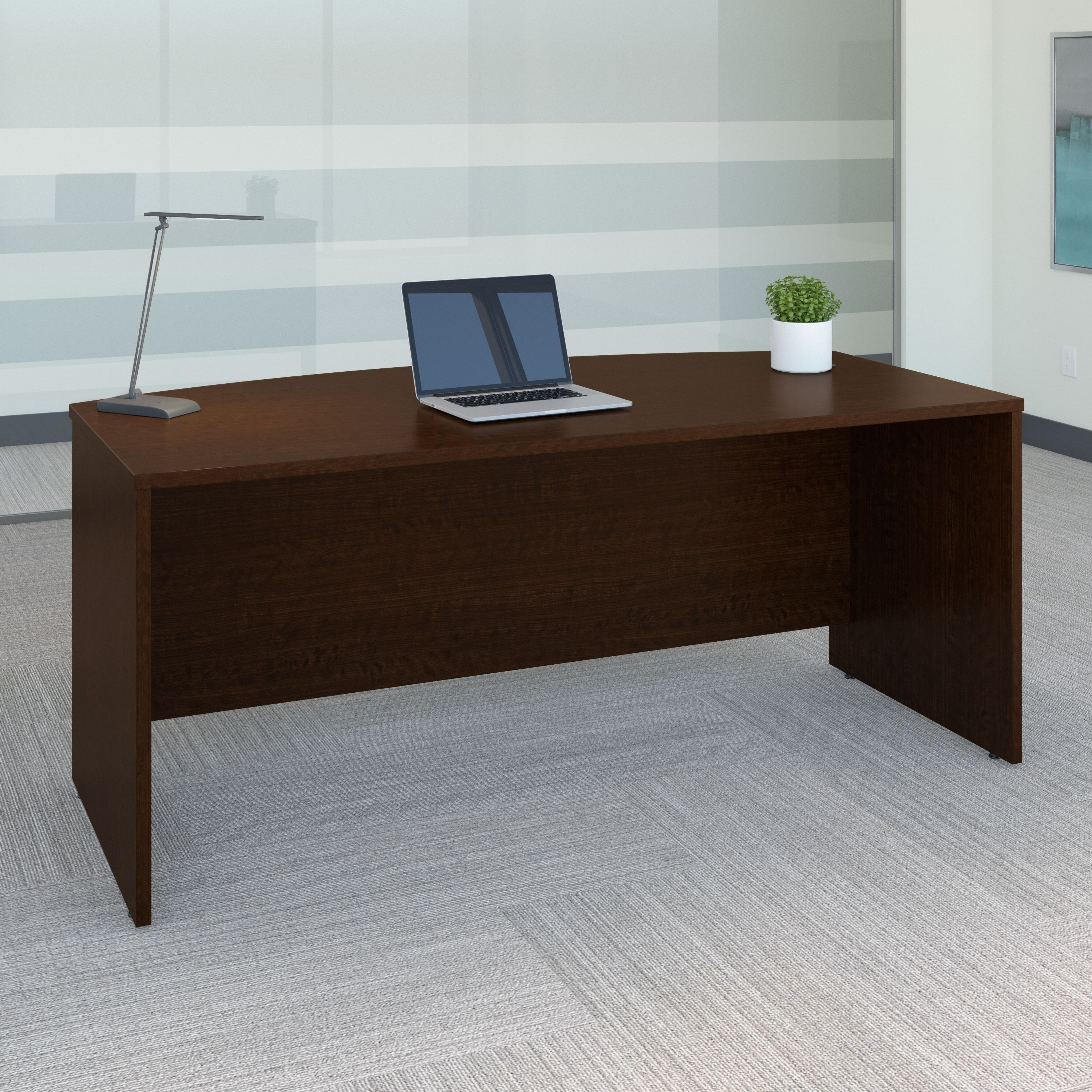 Shop Bush Business Furniture Series C 72W x 36D Bow Front Desk 01 WC12946 #color_mocha cherry