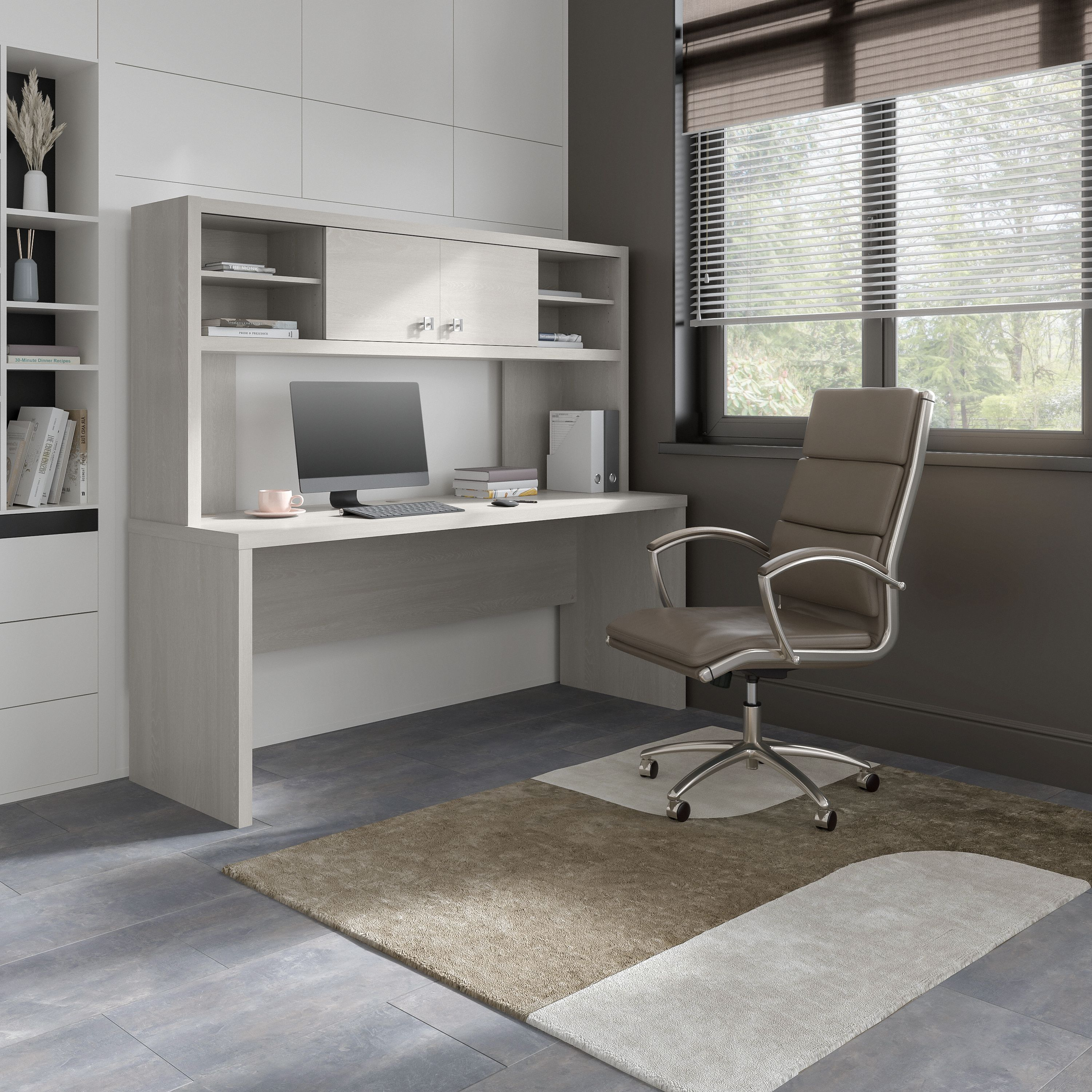 Shop Bush Business Furniture Echo 72W Computer Desk with Hutch 01 ECH056GS #color_gray sand