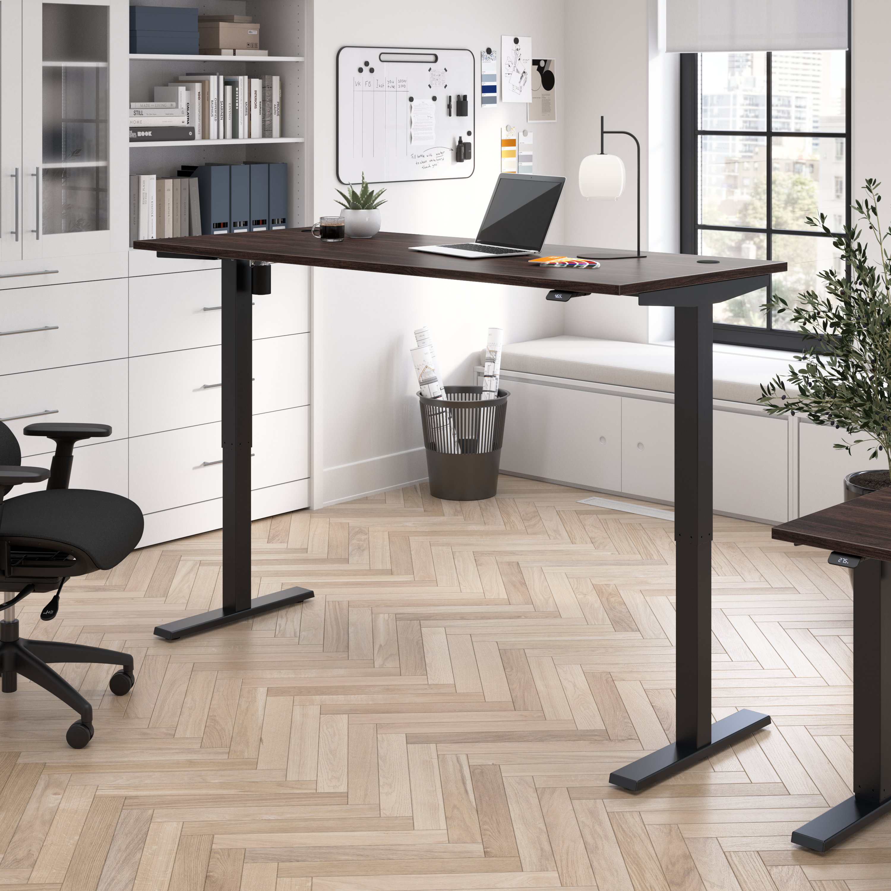 Shop Bush Business Furniture Move 40 Series 72W x 30D Electric Height Adjustable Standing Desk 01 M4S7230BWBK #color_black walnut/black powder coat