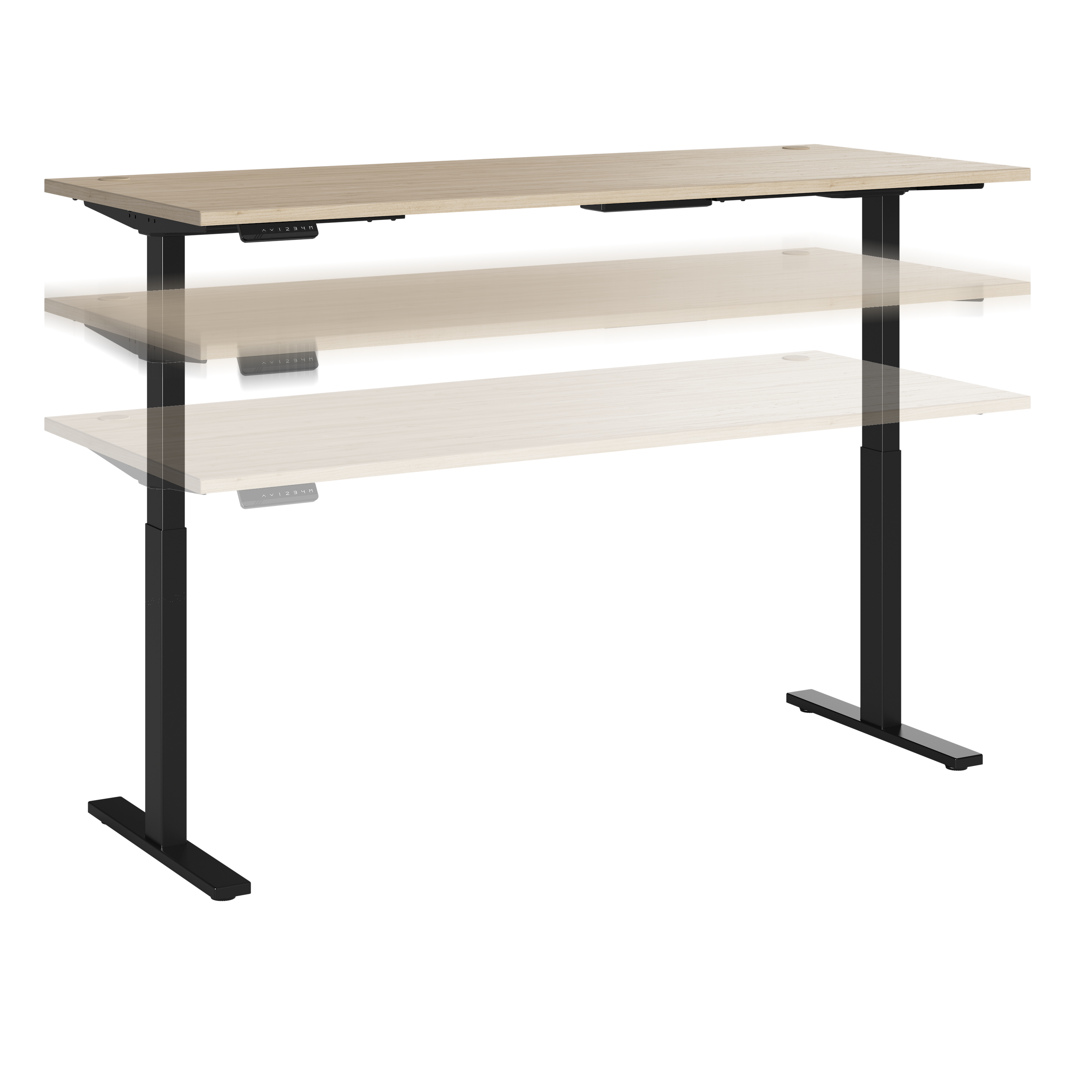 Shop Bush Business Furniture Move 60 Series 72W x 30D Electric Height Adjustable Standing Desk 02 M6S7230NEBK #color_natural elm/black powder coat